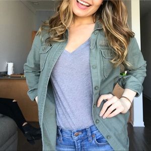 J Crew Factory Army Green Utility Shirt, Small